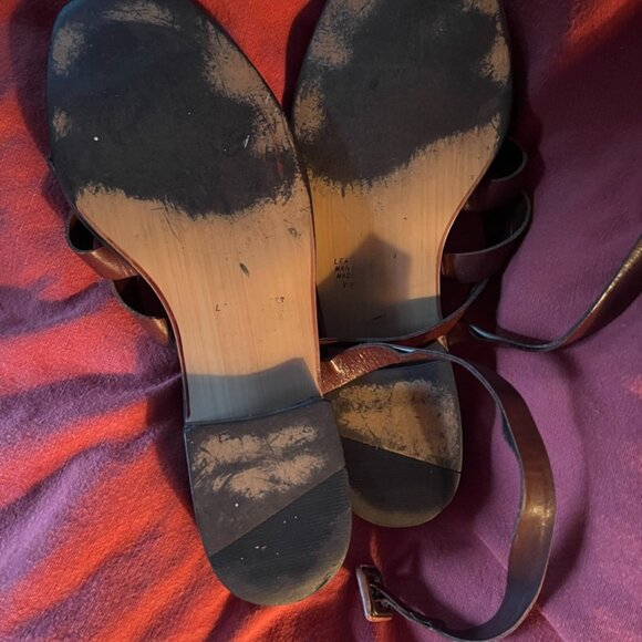 Enzo Angiolini Brown Leather Sandals Size 8 Narrow - Picture 4 of 4